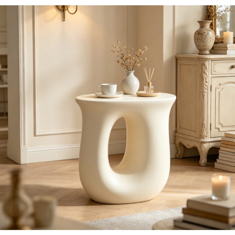 Home Decor Minimalist Style - U-vormige hoekkoffietafel, kleine crèmekleurige bijzettafel voor