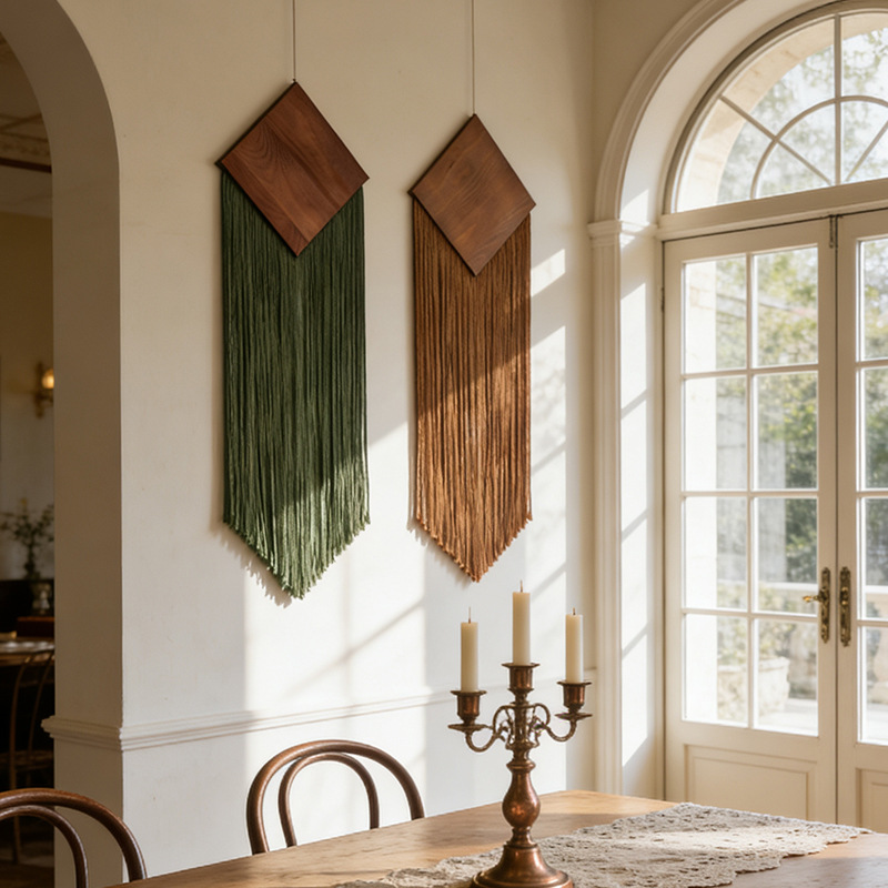 Macrame Wall Hanging - Boheems katoenen touw geweven wandtapijt met