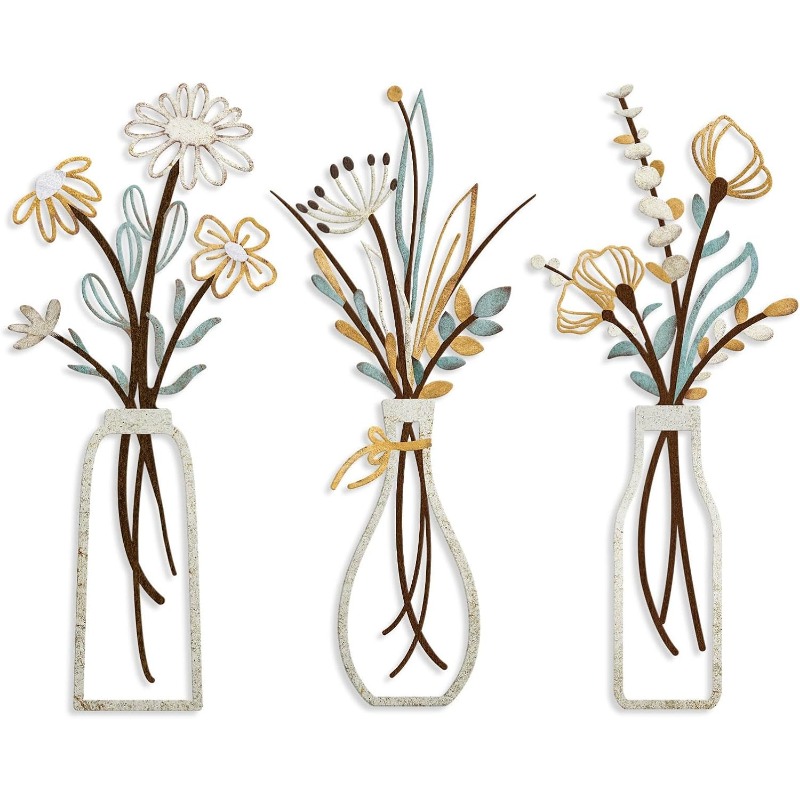 Home Decor Minimalist Style - 3 stuks metalen bloemen wanddecoratie ambachten