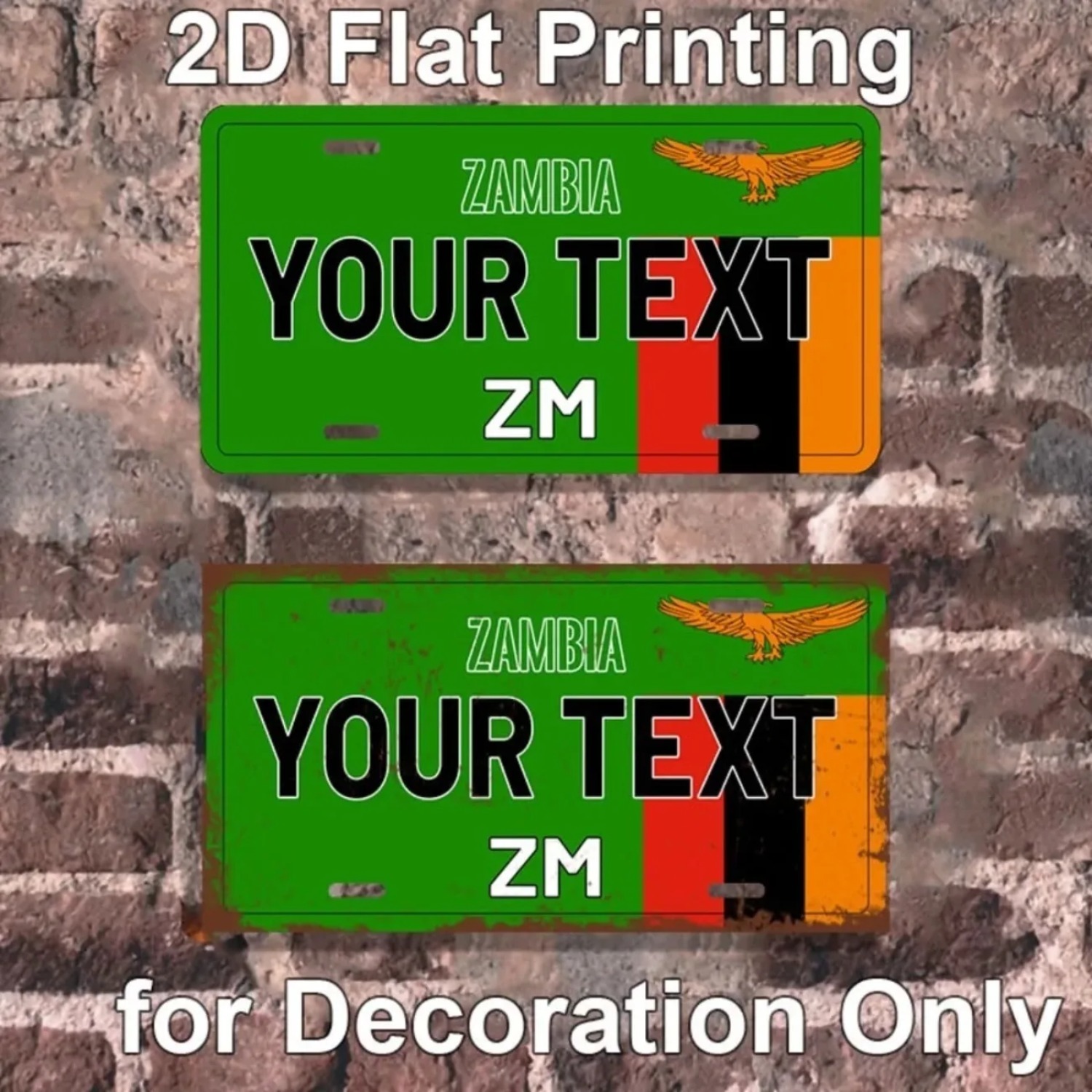 Home Decor Zambia - Op maat gemaakte Zambia aluminium bord
