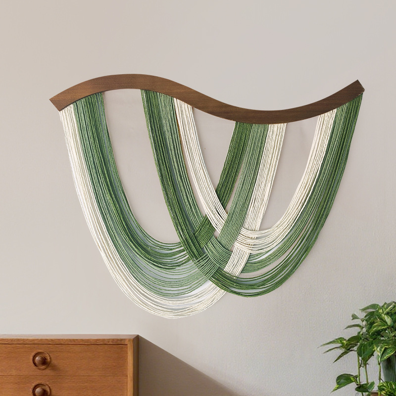 Macrame Wall Hanging - Gebogen houten plank macramé wanddecoratie, handgeweven