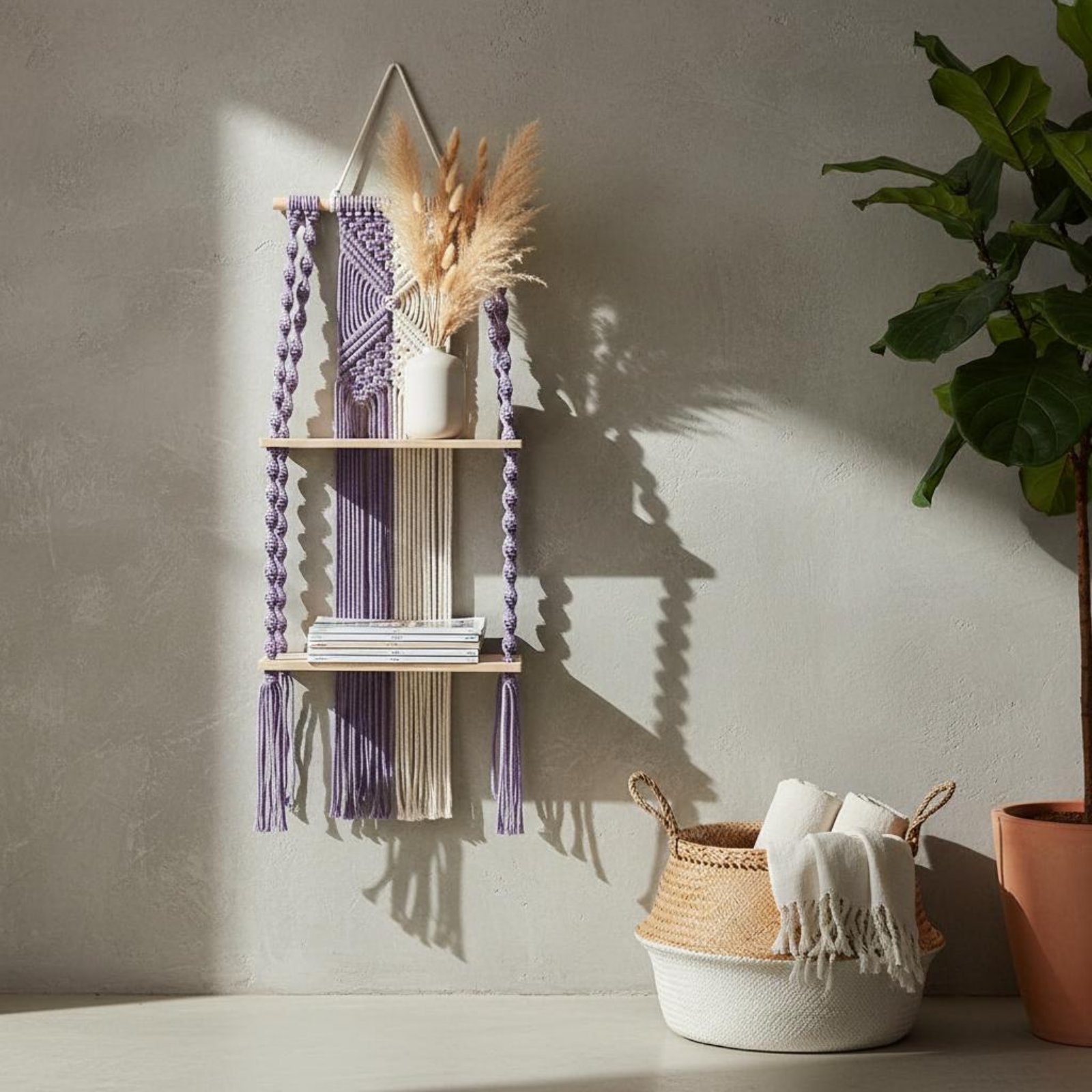 Boho wandhangende plank, eenvo - Macrame Wall Hanging recensie en prijs