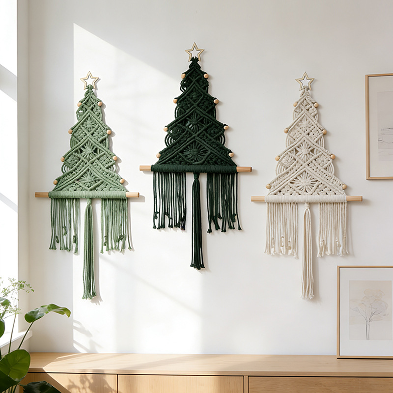 Macaron handgeweven kerstboom  - Macrame Wall Hanging recensie en prijs