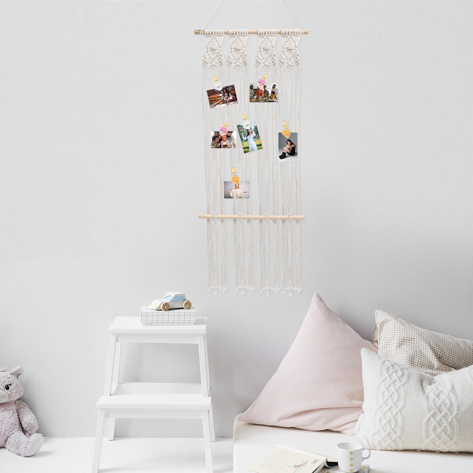 Wit macramé geweven wanddecora - Macrame Wall Hanging recensie en prijs
