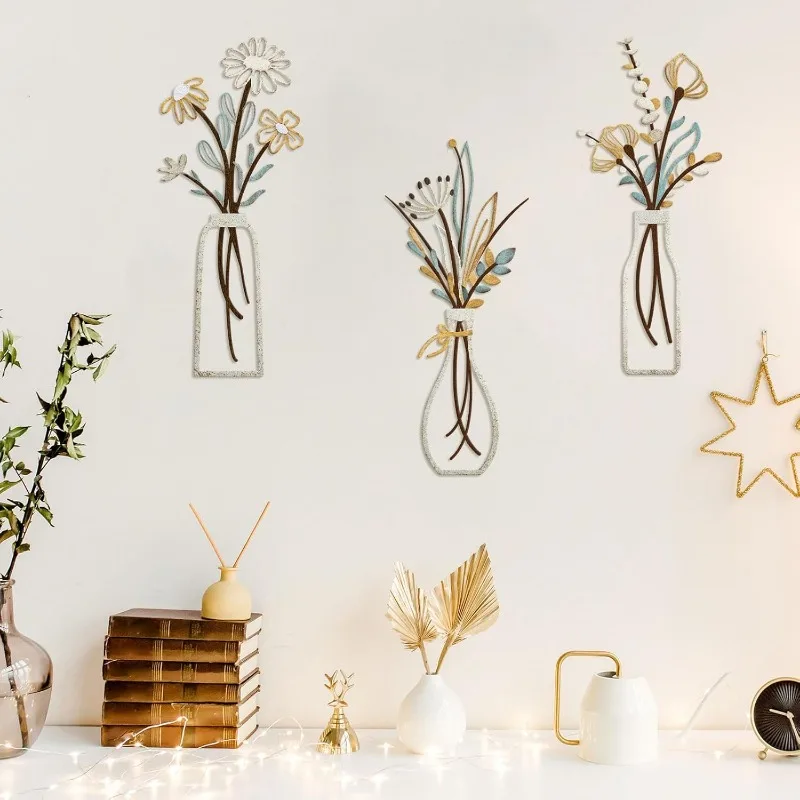 3 stuks metalen bloemen wandde - Home Decor Minimalist Style recensie en prijs